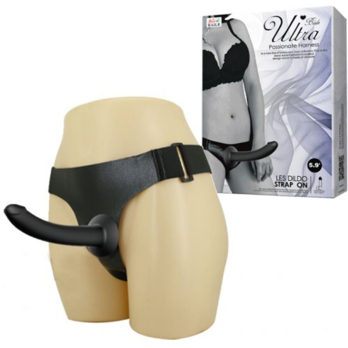 Страпон черного цвета на ремнях из силикона