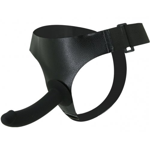 Страпон черного цвета на ремнях из силикона