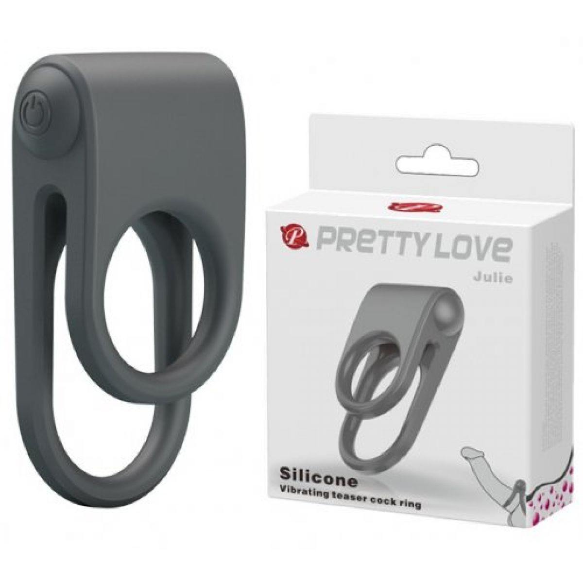 Эрекционное вибро-кольцо с петлёй на мошонку Julie