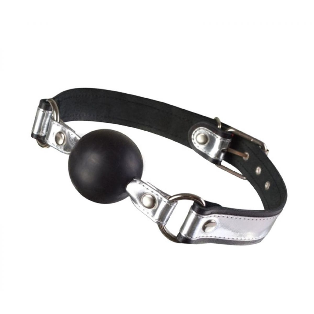 Кляп Sitabella серебристый,кожа