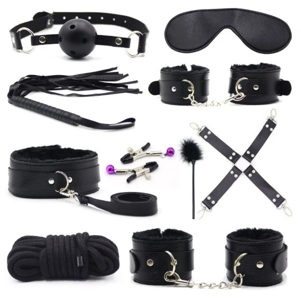 БДСМ набор из 10 предметов черный БДСМ набор из 10 предметов черный