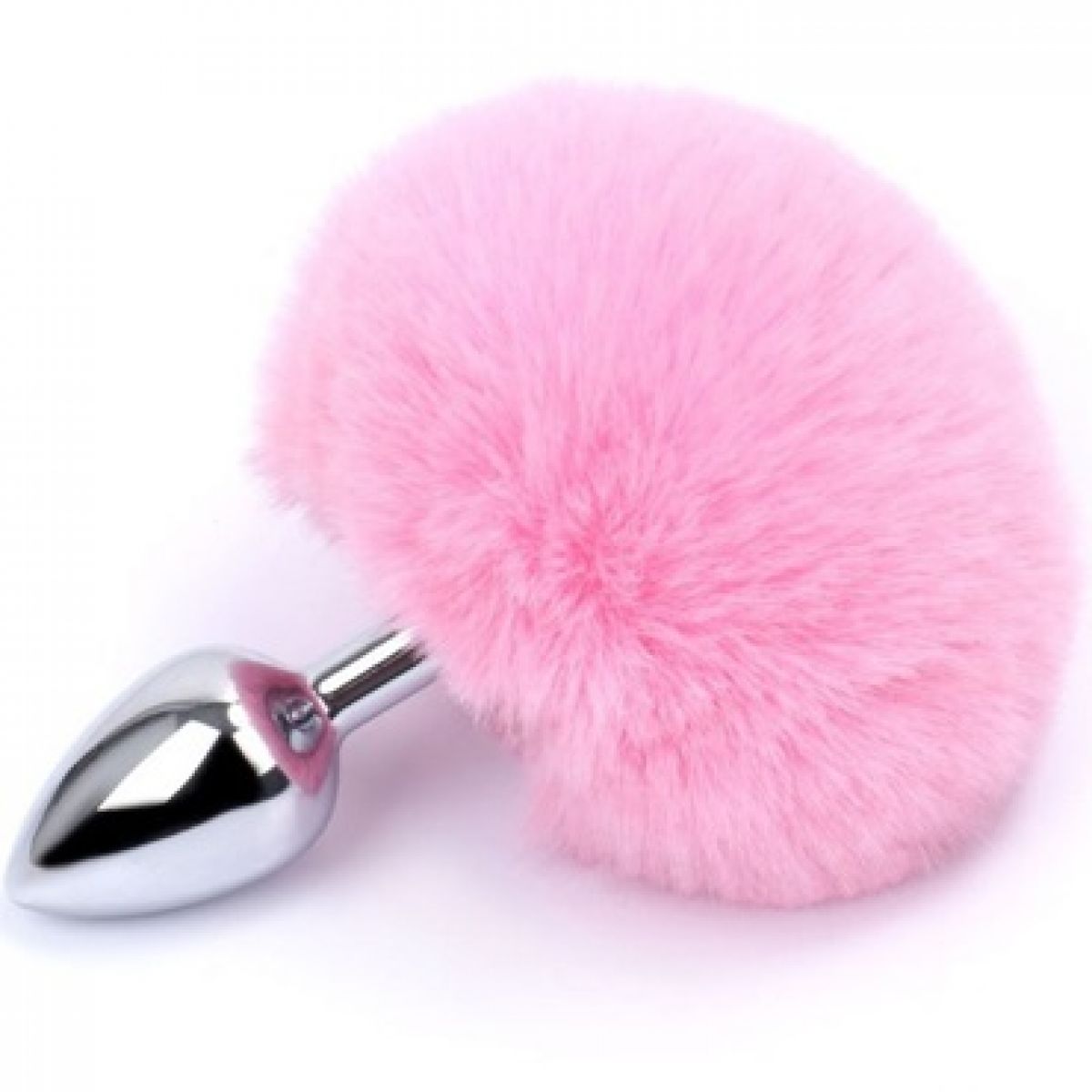 Анальная пробка с кроличьим хвостиком металлическая, цвет серебристый/розовый Анальная пробка с кроличьим хвостиком металлическая, цвет серебристый/розовый