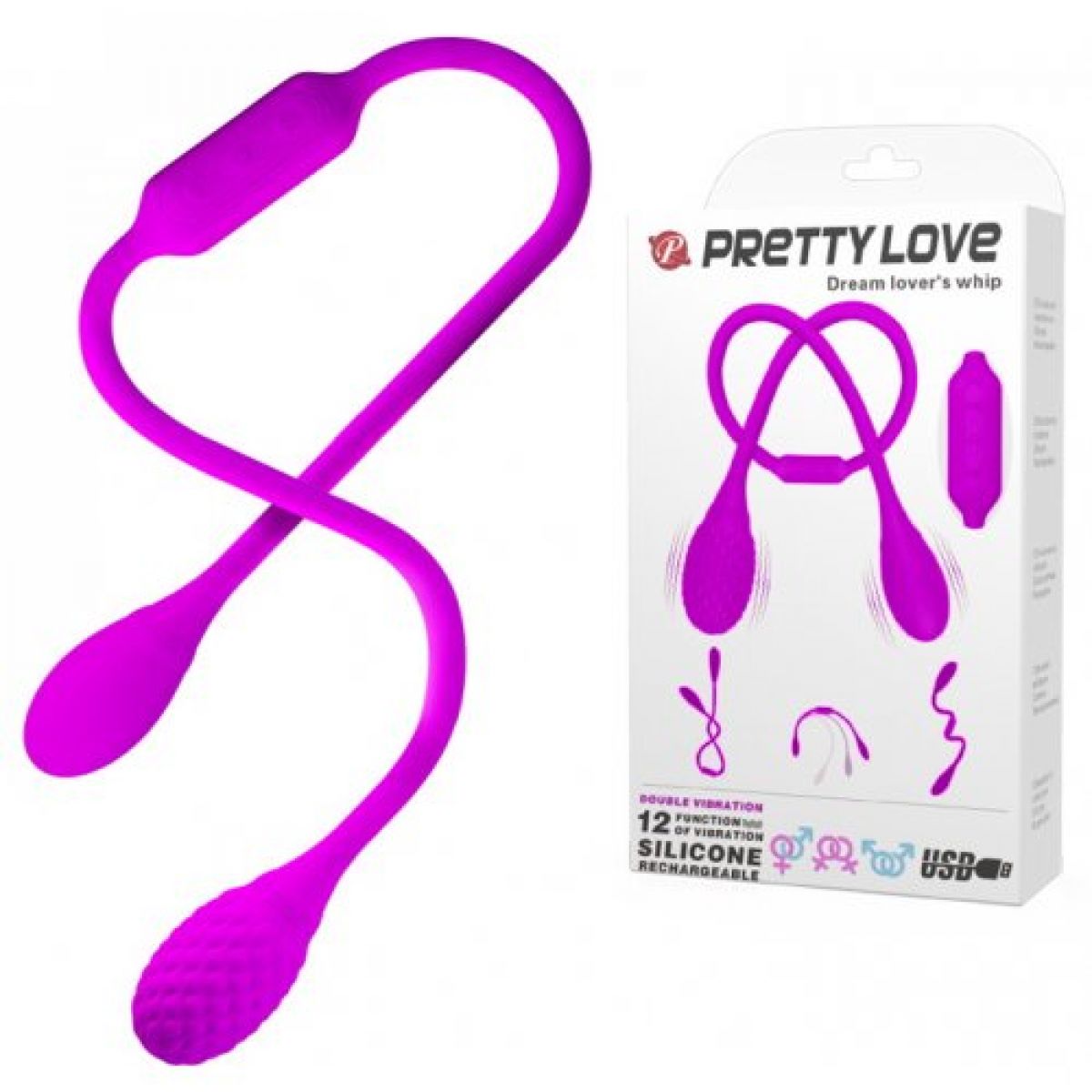 Двойной вибростимулятор Pretty Love Lovers whip с рифлёной сторной