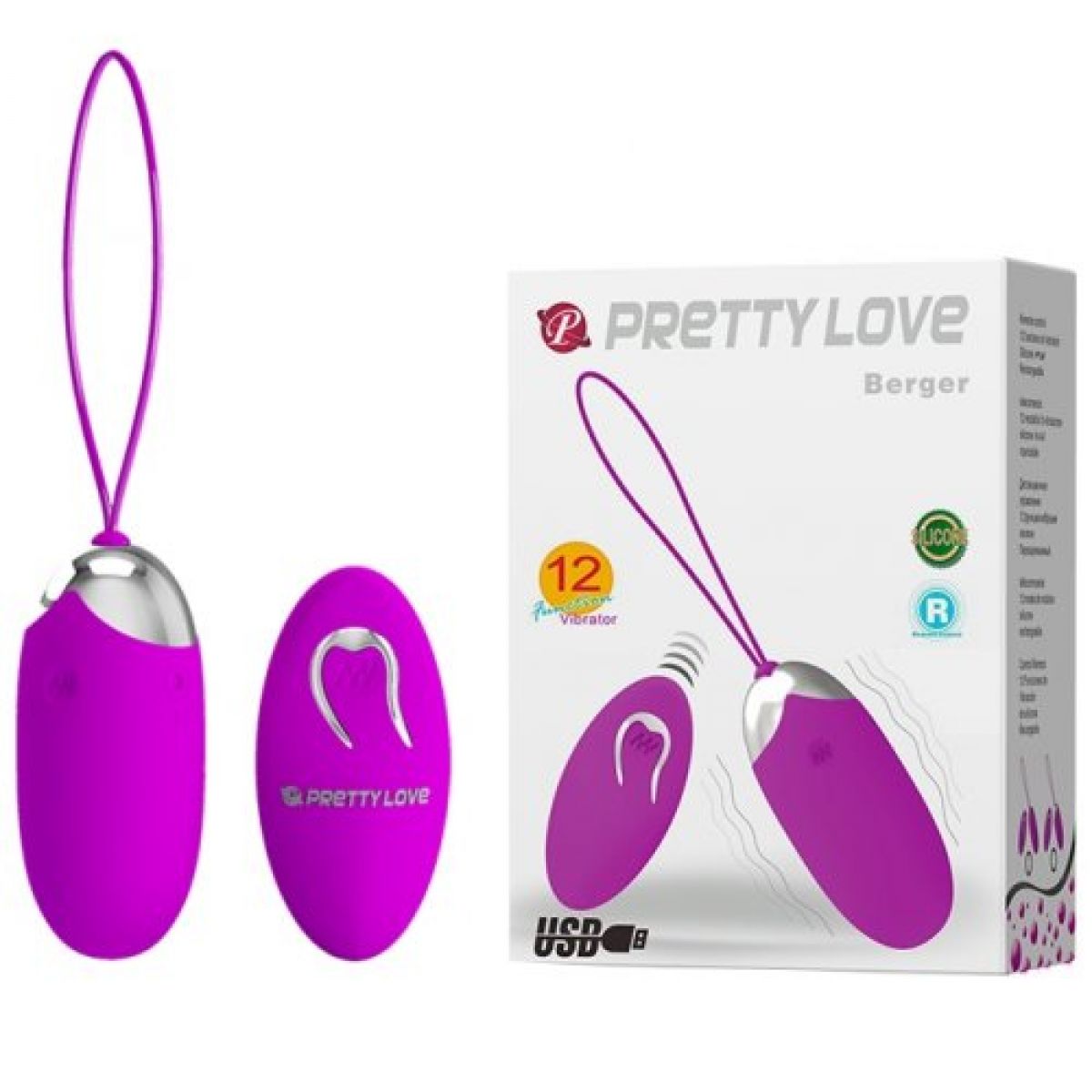 Перезаряжаемое виброяйцо с беспроводным управлением Berger Перезаряжаемое виброяйцо с беспроводным управлением Berger