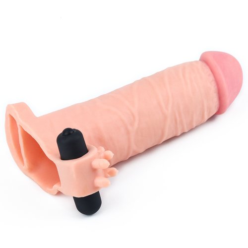 Удлиняющая насадка с вибрацией Super-Realistic Penis Extension Sleeve Удлиняющая насадка с вибрацией Super-Realistic Penis Extension Sleeve