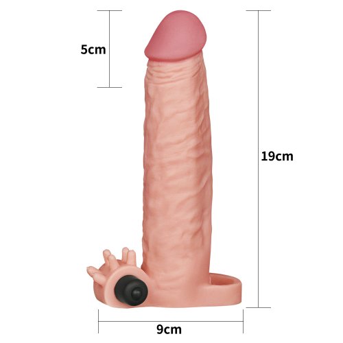 Удлиняющая насадка с вибрацией Super-Realistic Penis плюс 5 см