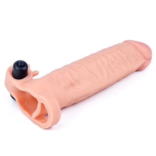 Удлиняющая насадка с вибрацией Super-Realistic Penis плюс 5 см