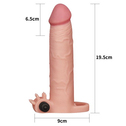 Насадка с вибрацией удлиняющая Super-Realistic Penis Extension Sleeve +6,5 см