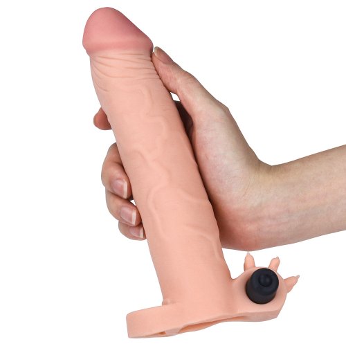 Насадка с вибрацией удлиняющая Super-Realistic Penis Extension Sleeve +6,5 см