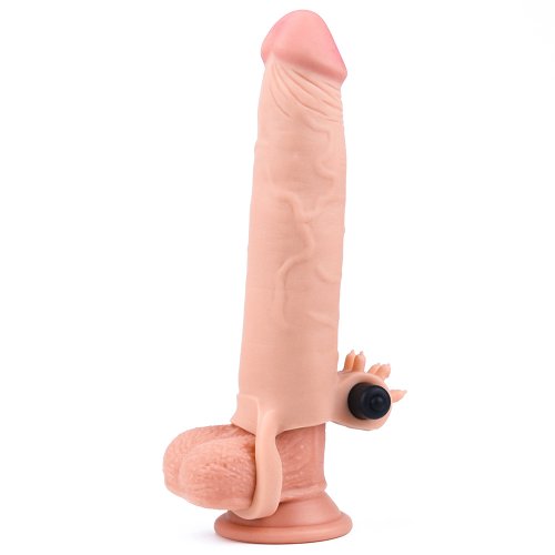 Насадка с вибрацией удлиняющая Super-Realistic Penis Extension Sleeve +6,5 см