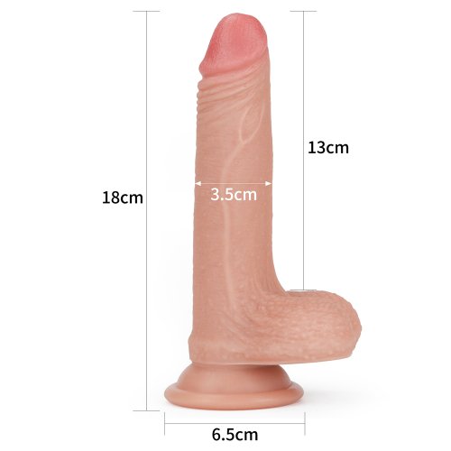 Реалистичный фаллоимитатор на присоске с мошонкой 7 Dual-Layered Silicone Cock