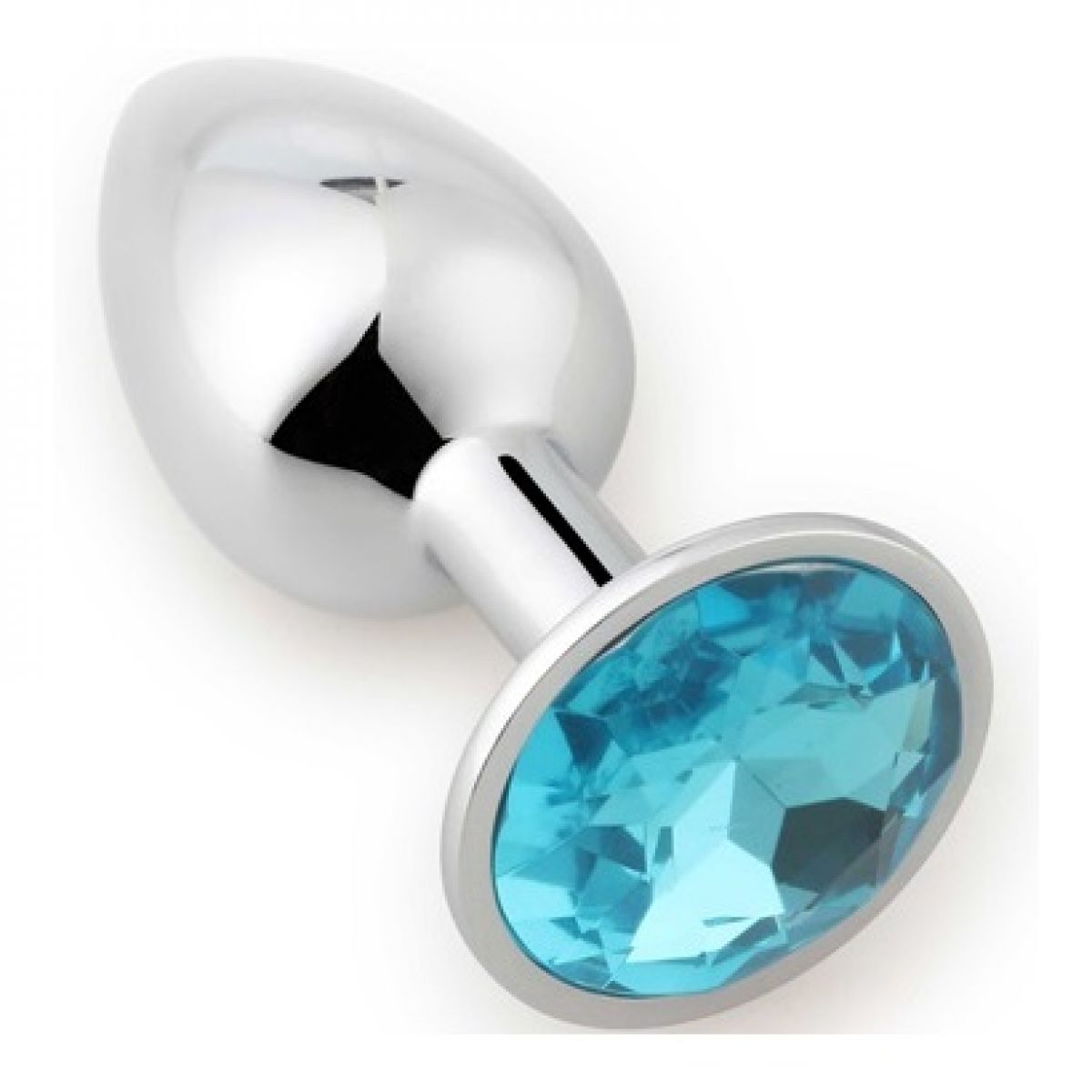 Анальная пробка размер S с кристаллом, серебристый/голубой Анальная пробка размер S с кристаллом, серебристый/голубой