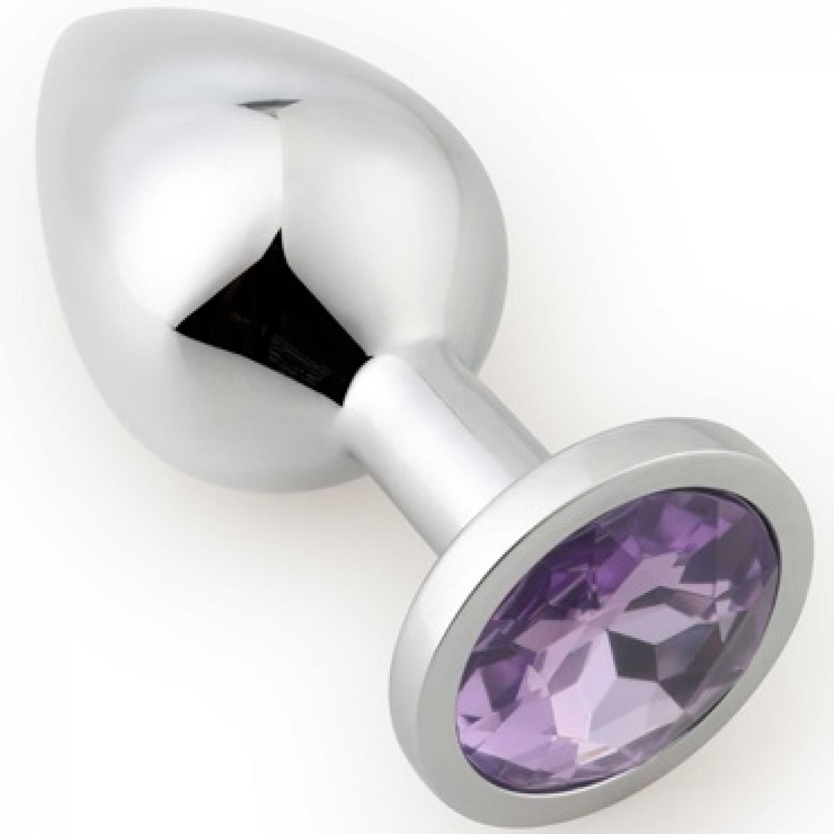 Анальная пробка размер M с кристаллом, серебристый/сиреневый Анальная пробка размер M с кристаллом, серебристый/сиреневый