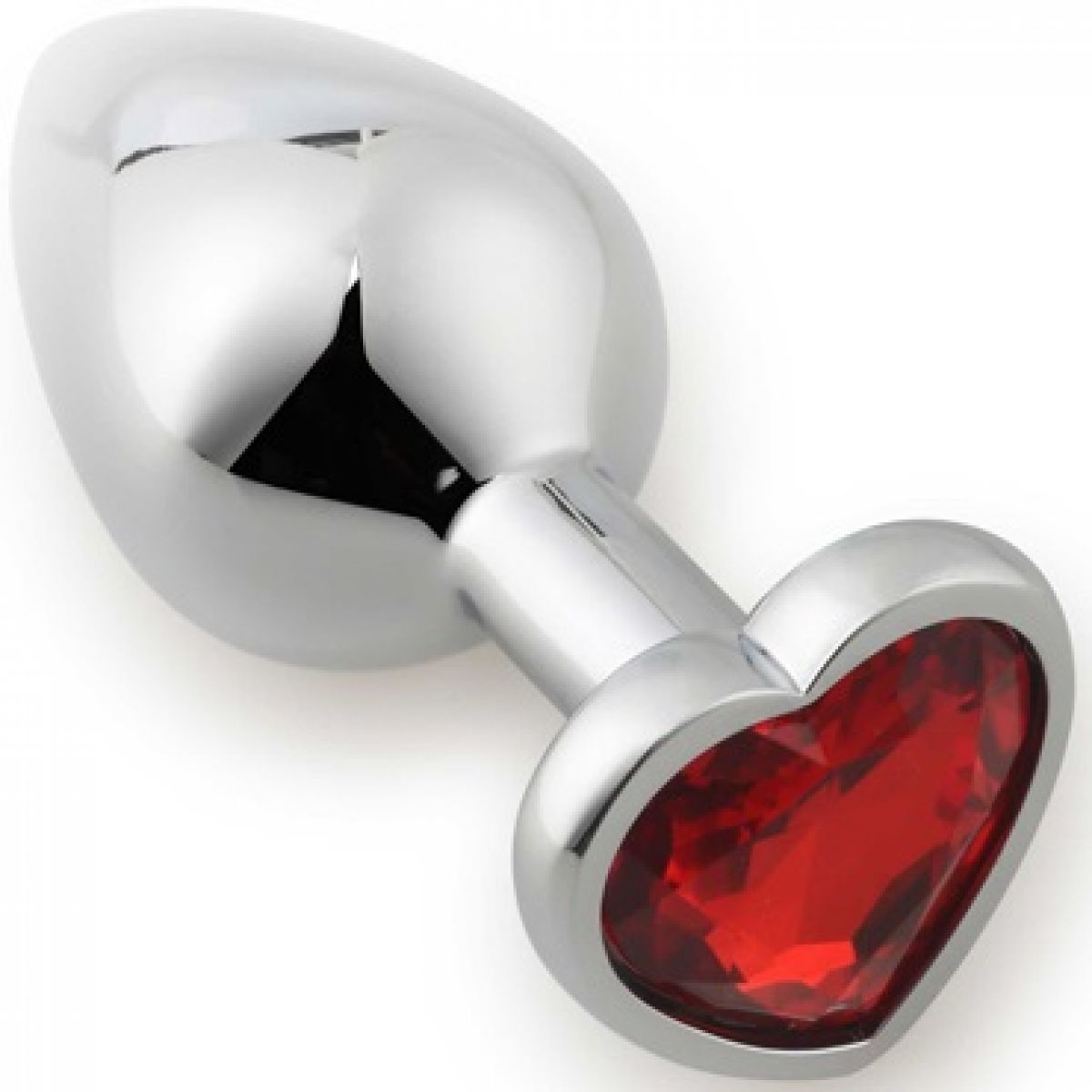 Анальная пробка размер M с красным кристаллом в виде сердечка Анальная пробка размер M с красным кристаллом в виде сердечка