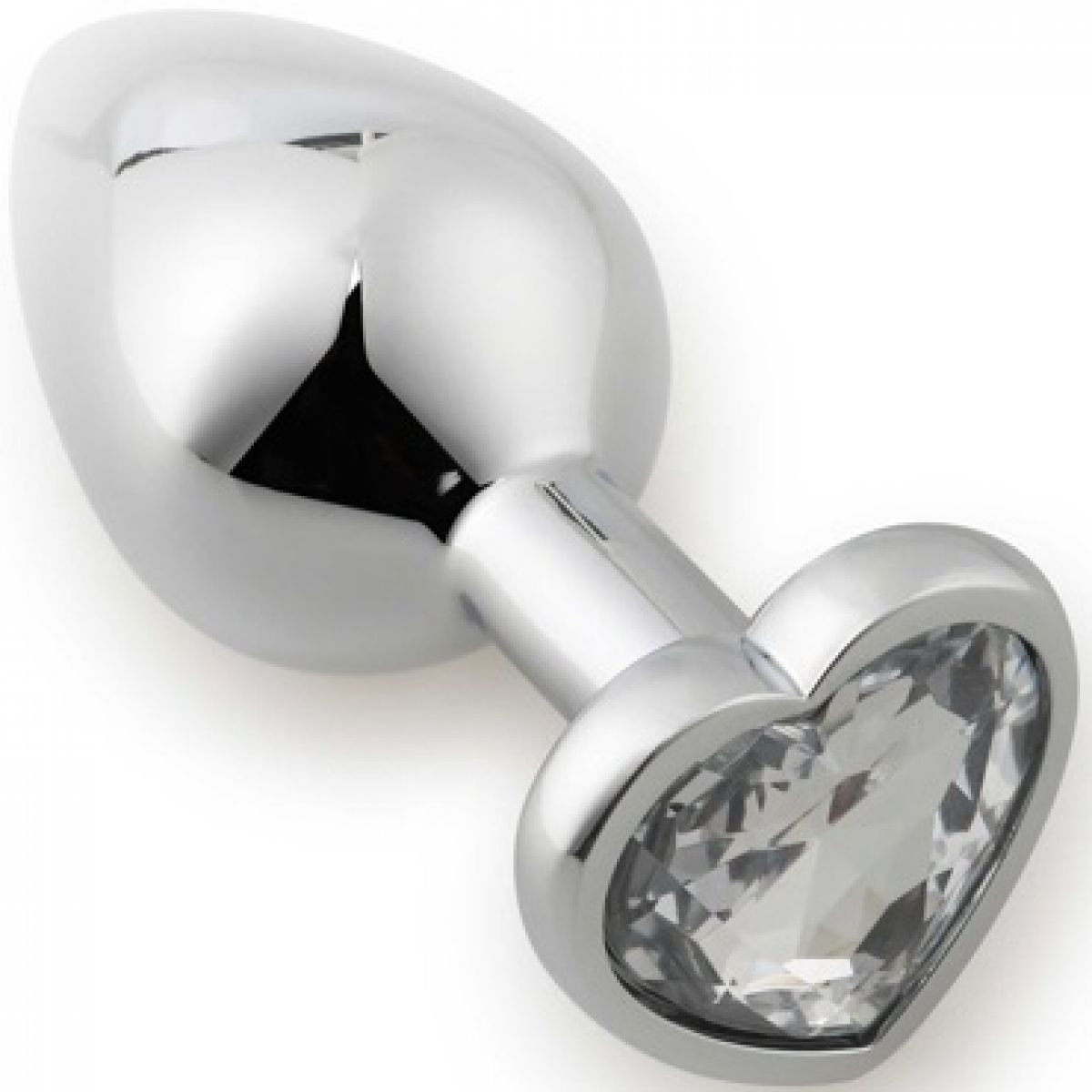 Анальная пробка размер M с прозрачным кристаллом в виде сердечка Анальная пробка размер M с прозрачным кристаллом в виде сердечка