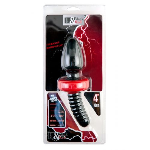 Вибро-втулка анальная BLACK & RED для фистинга, черная Вибро-втулка анальная BLACK & RED для фистинга, черная