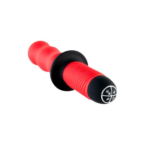 Рельефный вибратор с ручкой Black&Red, красный