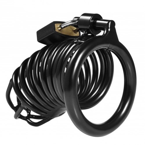 Мужской пояс верности на замке черный диаметр запорного кольца 5 см Мужской пояс верности на замке черный диаметр запорного кольца 5 см