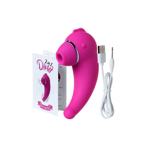 Вакуум-волновой стимулятор клитора и вибратор Dino, розовый