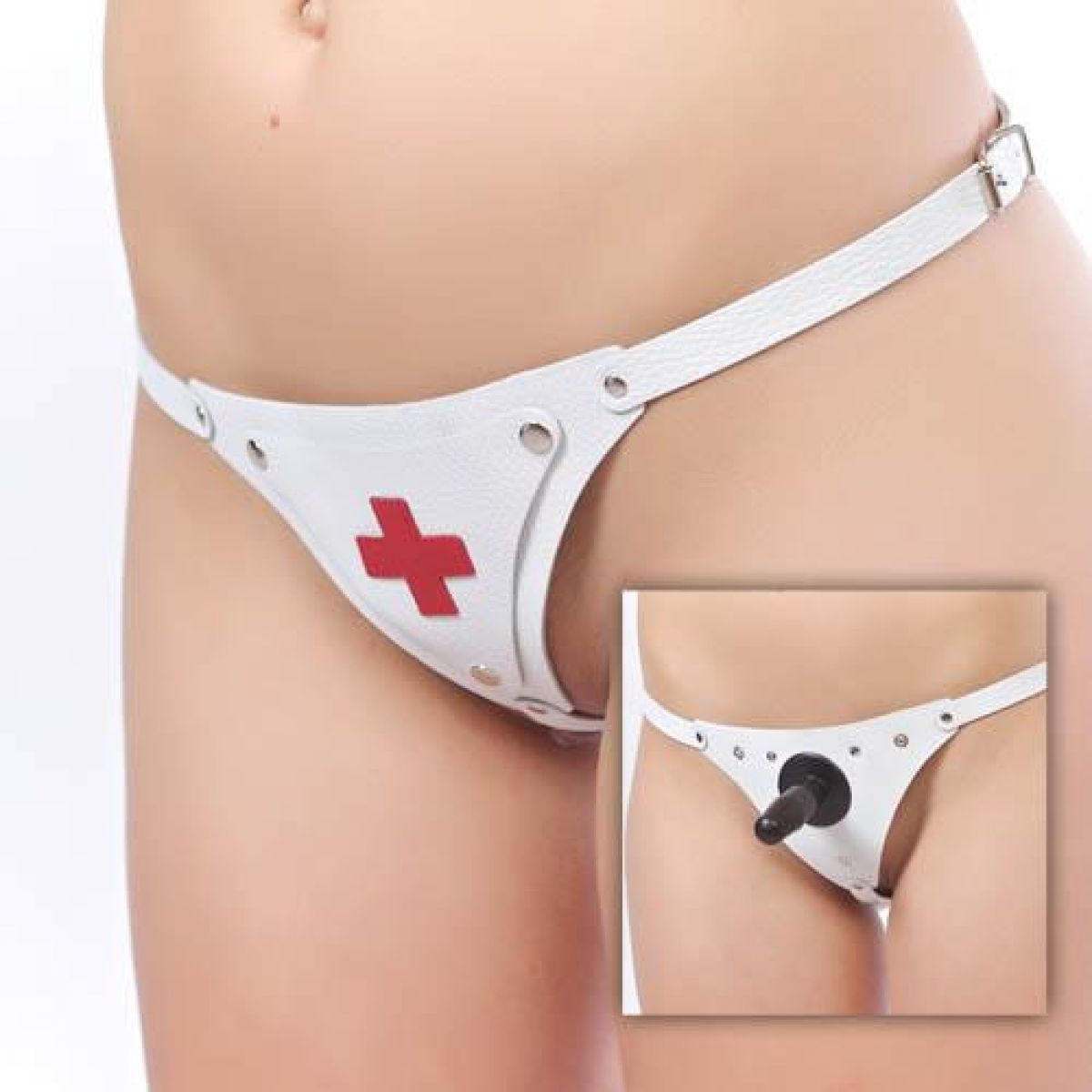 Трусики с креплением для страпона Vac-U-Lock, белые - Sitabella