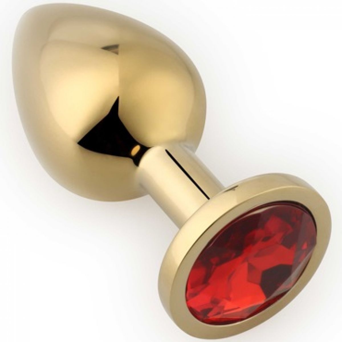 Анальное украшение размер M с кристаллом, золотой/красный Анальное украшение размер M с кристаллом, золотой/красный