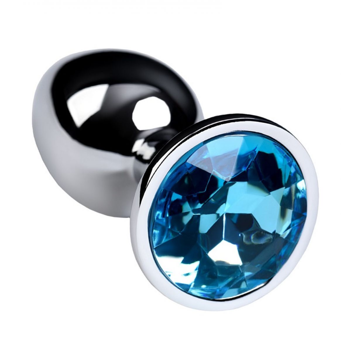 Анальный страз размер S серебристый, с кристаллом цвета топаз