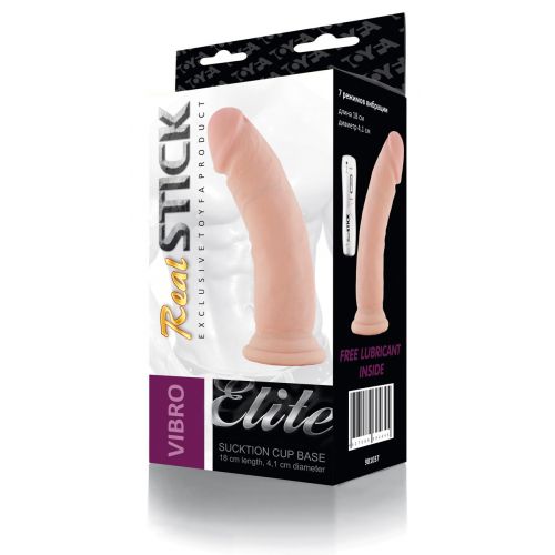 Вибратор Real Stick Elite 18 см с мошонкой телесный