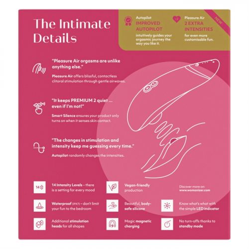 Womanizer Premium 2 Raspberry - Бесконтактный стимулятор клитора