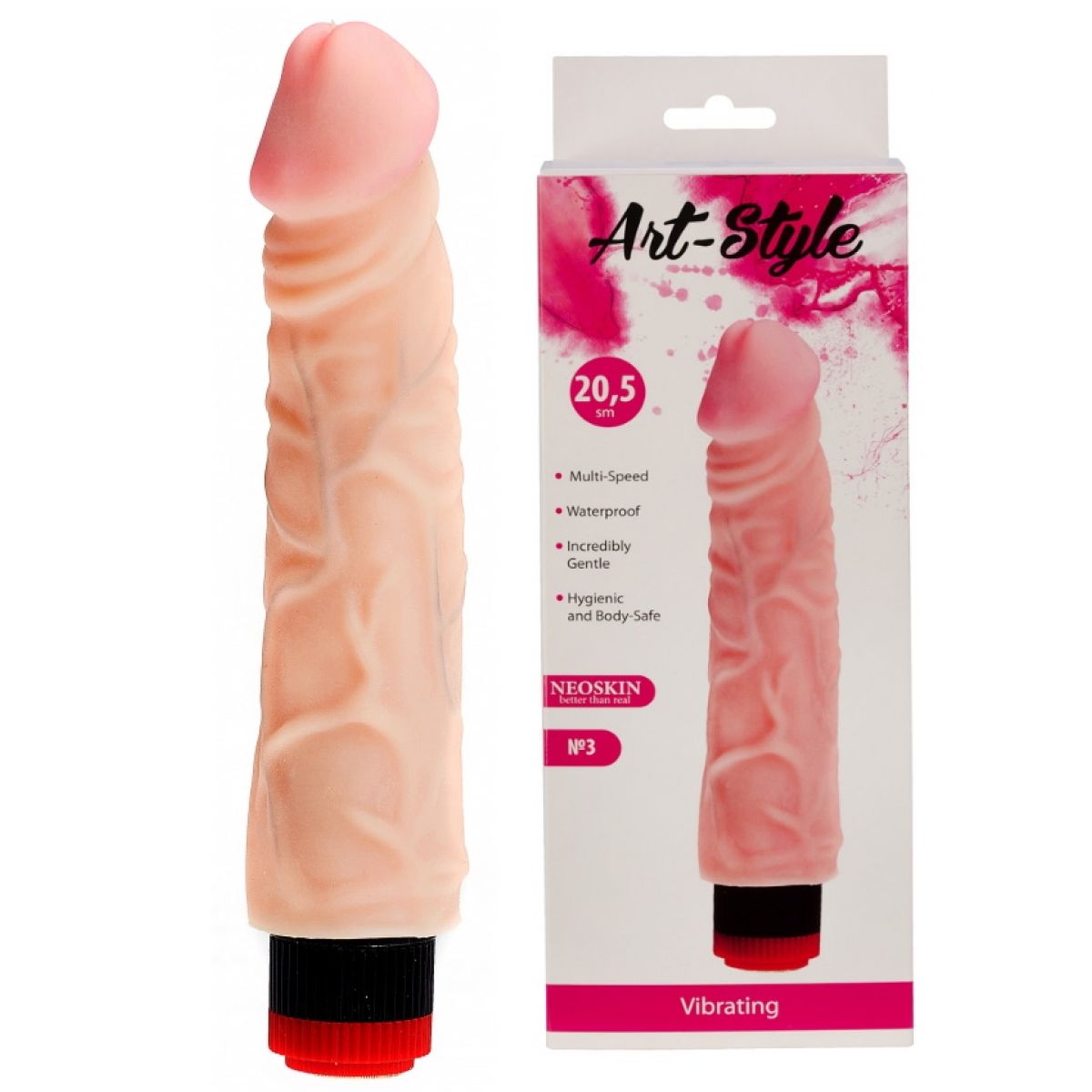 Рельефный вибратор-реалистик из киберкожи Art Style №3