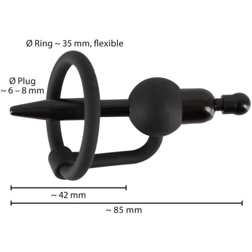 Пластиковый уретральный плаг с силиконовым кольцом под головку Penis Plug