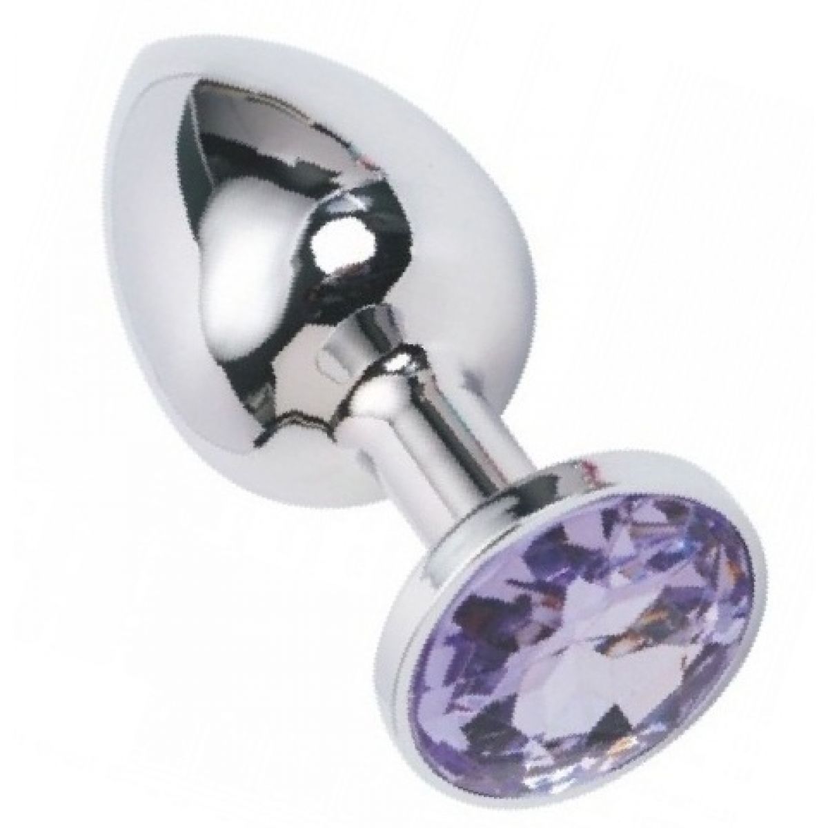 Металлическая анальная пробка с сиреневым камушком M