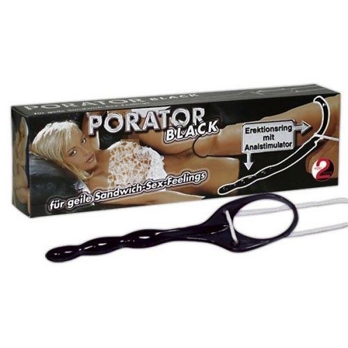 Кольцо эрекционное с анальной стимуляцией Porator black