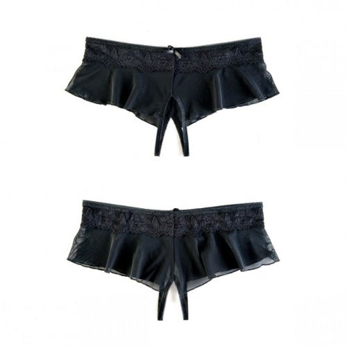 Эротические трусики-юбочка из стрейч-сетки черные р-р 50-52