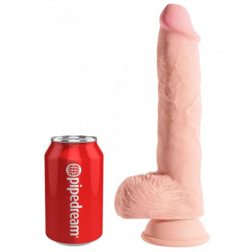Большой фаллос с мошонкой на присоске King Cock Plus Triple Density 20 см