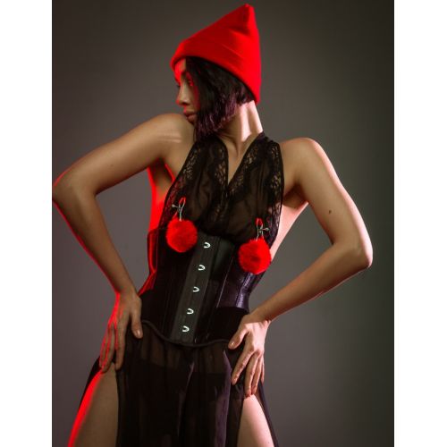 Зажимы на соски с красным мехом Party Hard Angelic Red