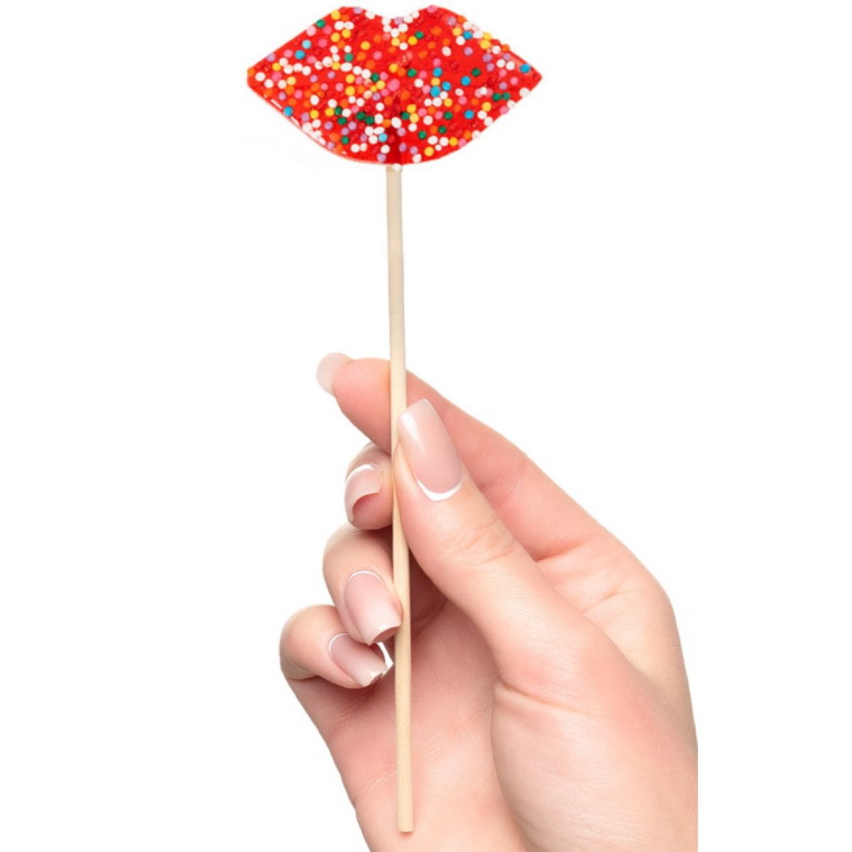 Карамельный леденец Губки красного цвета с конфетти