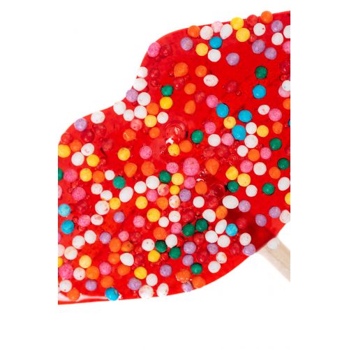 Карамельный леденец Губки красного цвета с конфетти