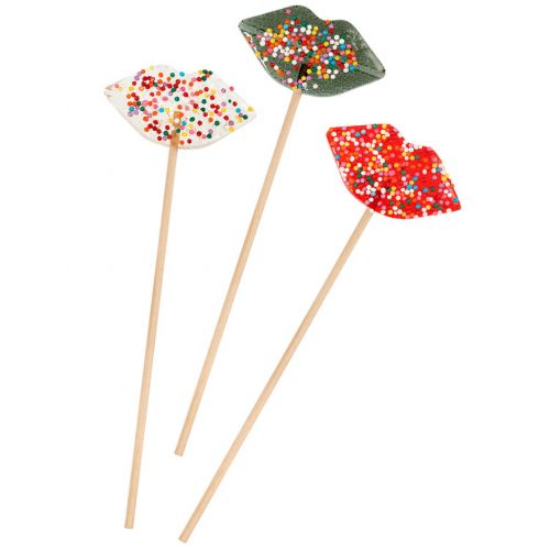 Карамельный леденец Губки красного цвета с конфетти