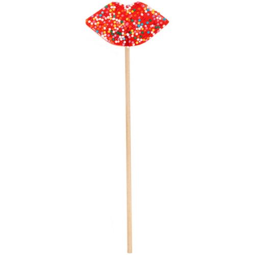 Карамельный леденец Губки красного цвета с конфетти