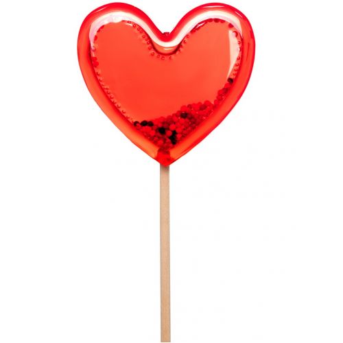 Карамельный леденец Сердечко Погремушка красного цвета