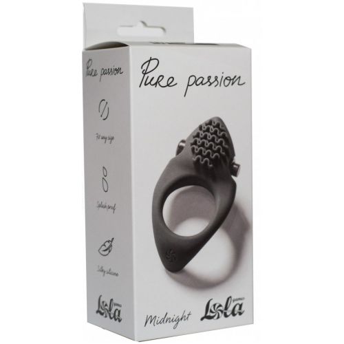 Эрекционное виброкольцо с клиторальным стимулятором Pure Passion Midnight черное