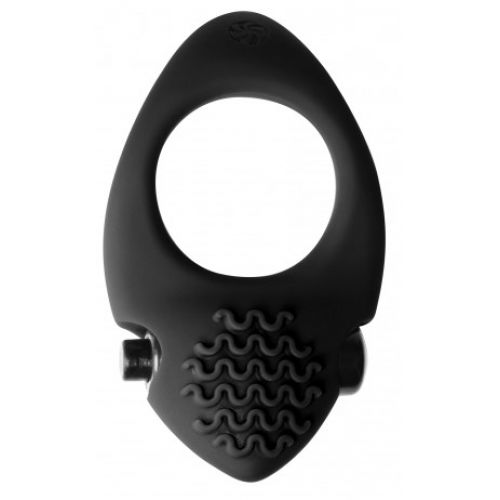 Эрекционное виброкольцо с клиторальным стимулятором Pure Passion Midnight черное