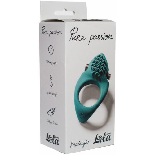 Эрекционное виброкольцо с клиторальным стимулятором Pure Passion Midnight зеленое