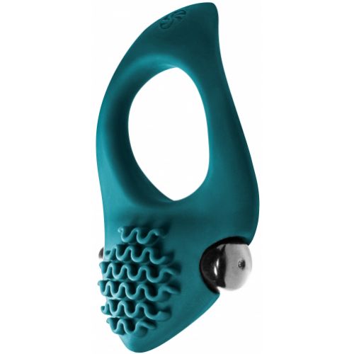 Эрекционное виброкольцо с клиторальным стимулятором Pure Passion Midnight зеленое