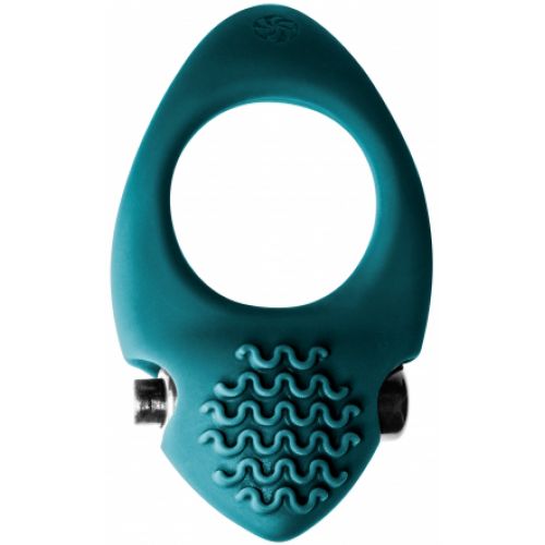 Эрекционное виброкольцо с клиторальным стимулятором Pure Passion Midnight зеленое