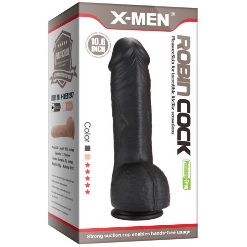 Фаллос-гигант черного цвета X-Men Robin Cock 27 см