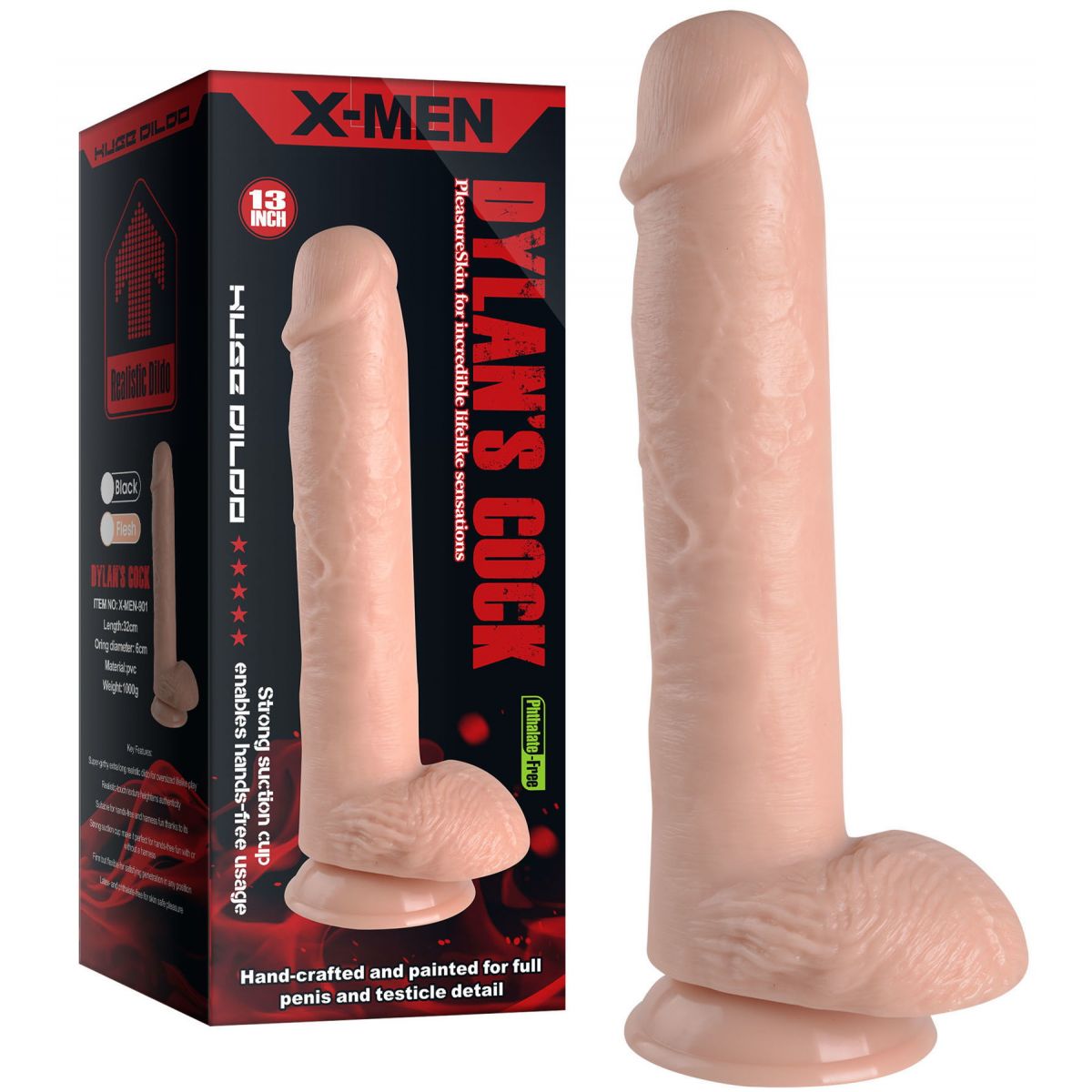 Реалистичный фаллос-гигант X-Men Dylans Cock 32 см