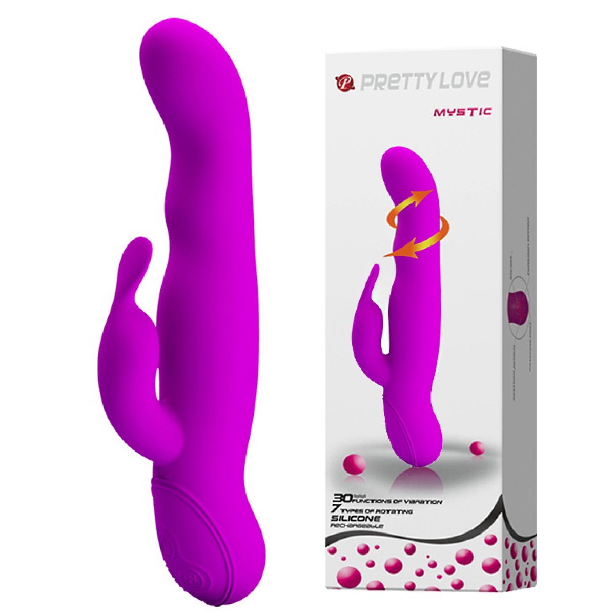 Вибратор Pretty Love Mystic с клиторальным стимулятором и функцией ротации