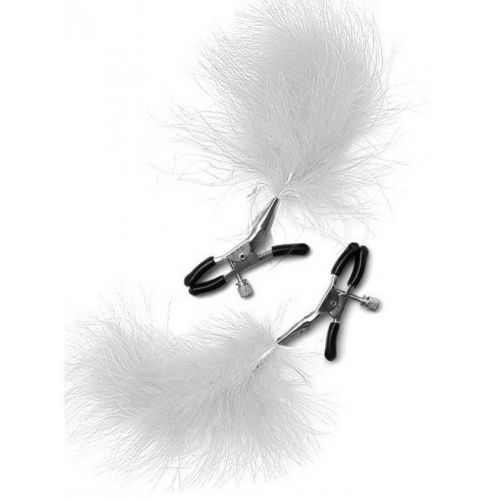 Сексуальные зажимы на соски с белыми перышками