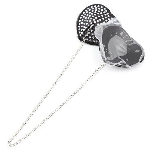 Черные пэстисы-сердечки со стразами и цепочкой